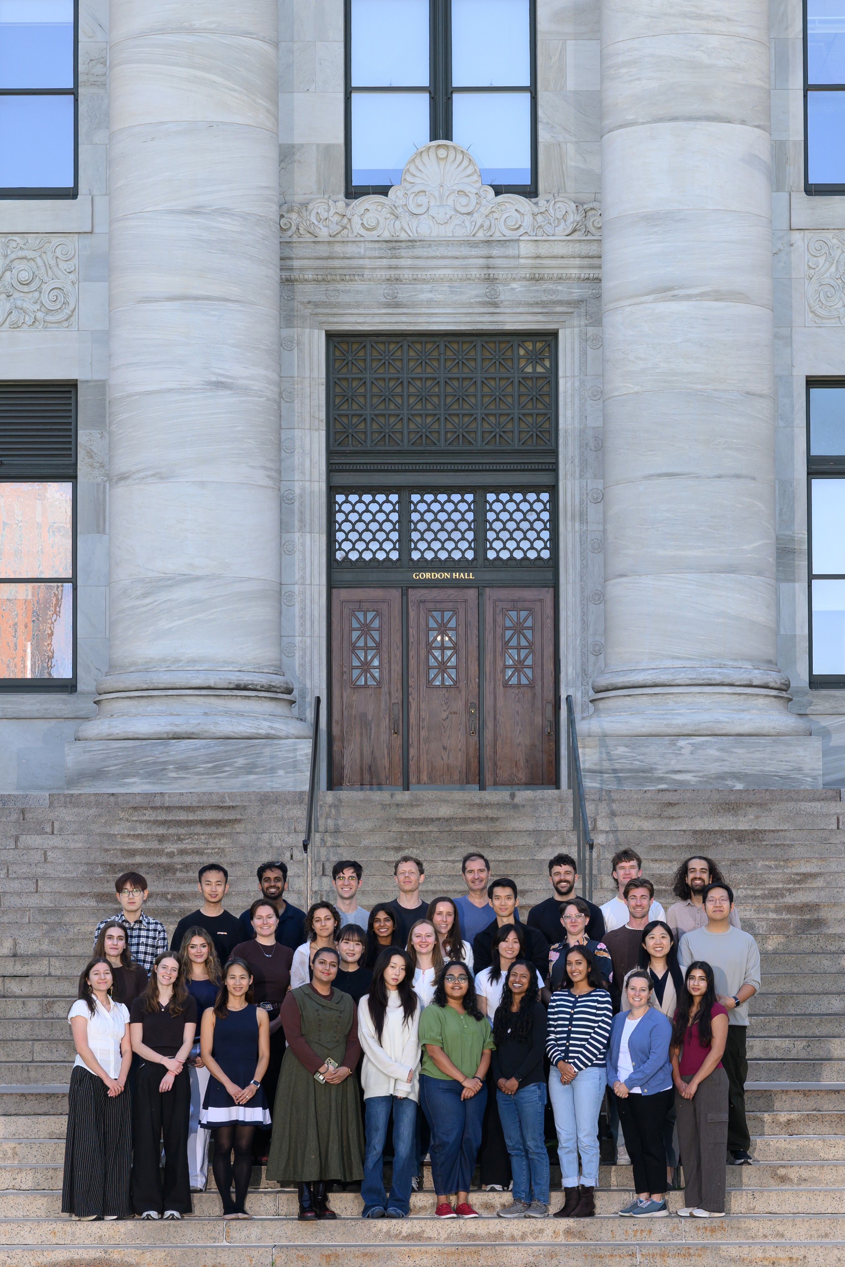 Sabatini Lab gathered on the steps of Gordon Hall in September 2026.